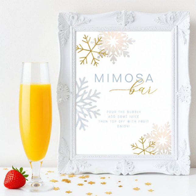 Dusty Blue Snowflake Mimosa Pub-tecken (Mimosa Bar Tabletop Sign)
