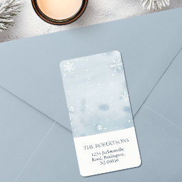 Dusty Blue Snowflake Return Address Label Adressetikett