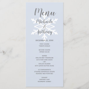 Dusty Blue Snowflake Winter Wedding Meny