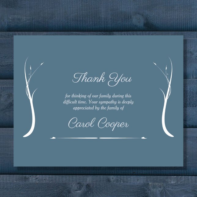 Dusty Blue Sober Funeral Tackkort Card Tack Kort (Dusty Blue Sober Funeral Thank You Note Card)