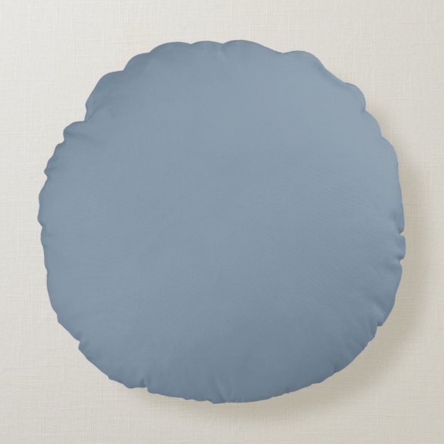 Dusty Blue Solid Färg Rund Kudde (Framsidan)
