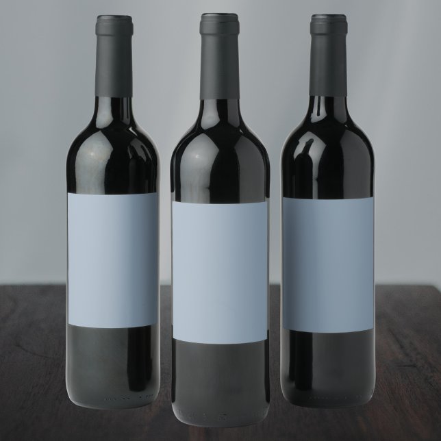 Dusty Blue Solid Färg Vinflaska Etikett (Skapare uppladdad)