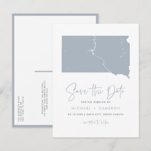 Dusty Blue South Dakota Karta QR-kod Spara datumet Meddelande Vykort
