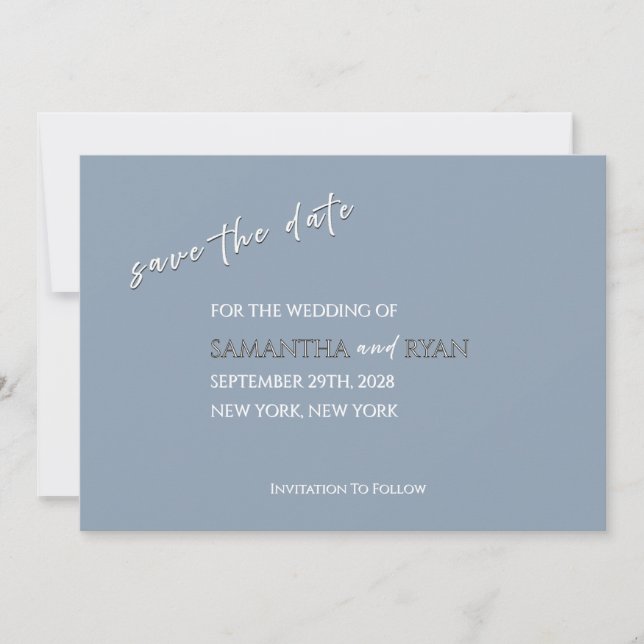 Dusty Blue Spara datum med metallisk silvertext Datumet (Framsida)