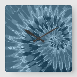 Dusty Blue Spiral Tie Dye Clock Fyrkantig Klocka