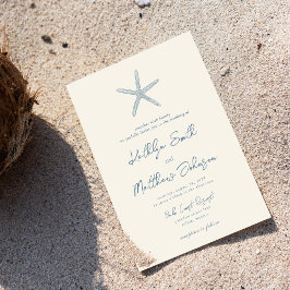 Dusty Blue Starfish Beach Destination Wedding Inbjudningar