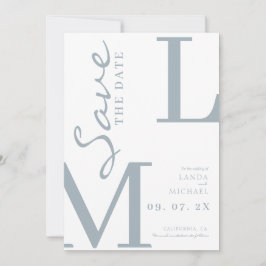 Dusty Blue Stilfull vigeltsmonogram Spara Datumet
