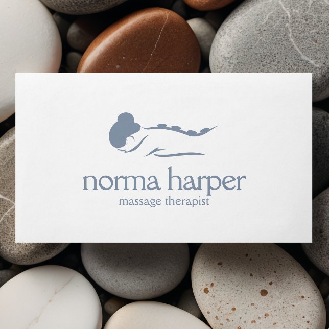 Dusty Blue Stone Massage Therapy Hälsa Day Spa Visitkort (Skapare uppladdad)
