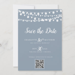 Dusty Blue String Ljus Modern Script-Spara i Spara Datumet