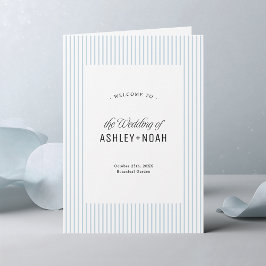 Dusty Blue Striped Elegance Classy Wedding Program
