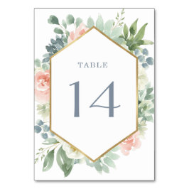 Dusty Blue  Succulage Blommigt Garden Wedding Bordsnummer