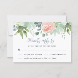 Dusty Blue Succulage Blommigt Garden Wedding OSA Kort