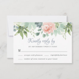 Dusty Blue  Succulage Blommigt Garden Wedding OSA Kort