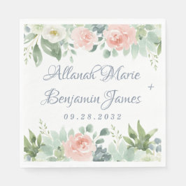 Dusty Blue  Succulage Blommigt Garden Wedding Pappersservett