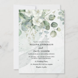 Dusty Blue succulous eucalyptus greenery bröllop Inbjudningar