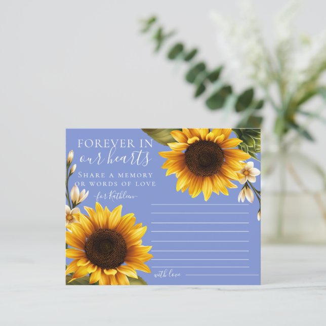Dusty Blue Sunblommor  ett minneskort (Stående Fram)