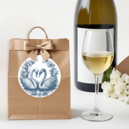 Dusty Blue Svan Wedding Favor Sticker Runt Klistermärke