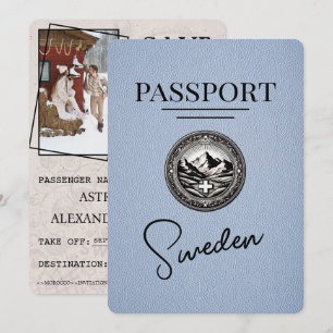 Dusty Blue Sverige Passport Spara datum Datumet