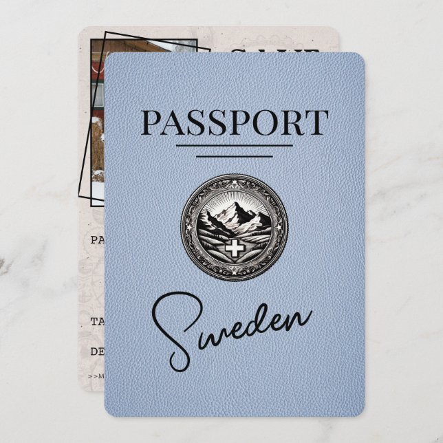 Dusty Blue Sverige Passport Spara datum Spara Datumet (Fram/baksida)