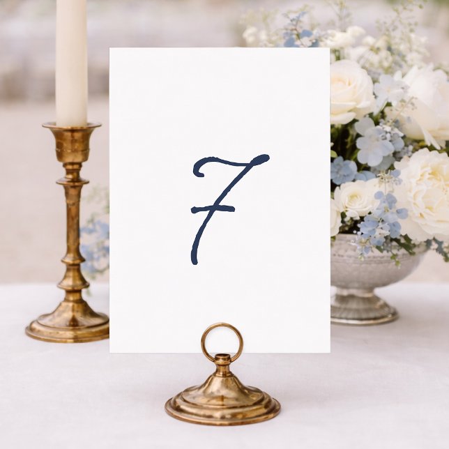 Dusty Blue Table 7 – French Stripe Wedding Inbjudningar (Skapare uppladdad)