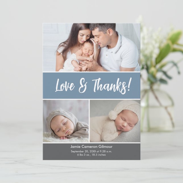 Dusty Blue - Tack för fotoannonsen i baby (Stående Fram)