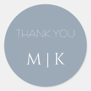 Dusty Blue Tack Monogram Elegant bröllop Runt Klistermärke