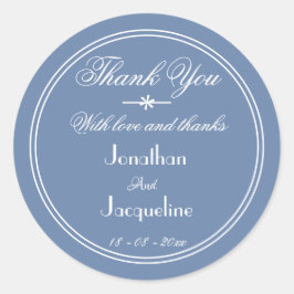 Dusty Blue Tack Script Namn Rustic Bröllop Runt Klistermärke