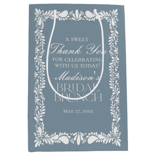 Dusty Blue Talavera Fiesta Möhippa Brunch Favors (Framsidan)