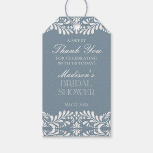 Dusty Blue Talavera Fiesta Möhippa Favor Presentetikett