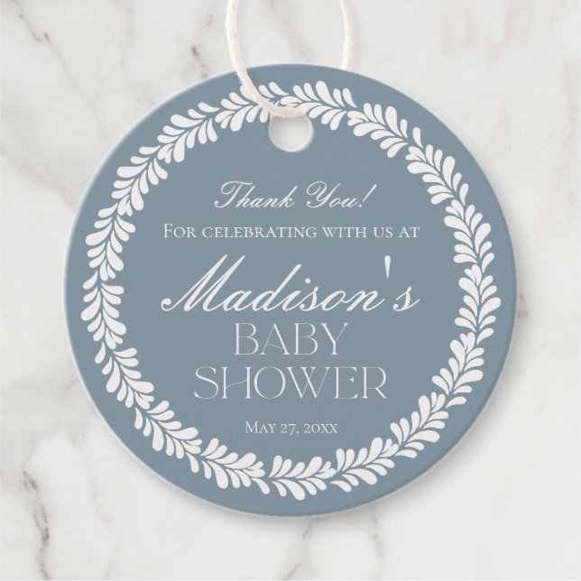 Dusty Blue Talavera Spain Fiesta Boy Shower Gåvor Etiketter (Framsida)