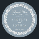 Dusty Blue Talavera Spain Fiesta Wedding Favor Runt Klistermärke<br><div class="desc">Alla kärlek en fiesta! Denna samling är en häpnadsväckande blandning av elegans och kulturarv, inspirerat av den traditionella mexikanska Talavera-plattan mönster. Den jordlösa dammiga blå Terracotta-blommigten gräns utstrålar sofistikering och en aning festlig charm, skapar den perfekten för din spanska eller mexikanska inspirerade firande. Oavsett om du är värd för en...</div>