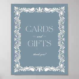 Dusty Blue Talavera Tile Cards and Gifts Sign Poster
