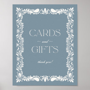 Dusty Blue Talavera Tile Cards and Gifts Sign Poster