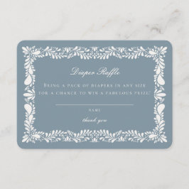 Dusty Blue Talavera Tile Diaper Raffle Insert Tilläggskort