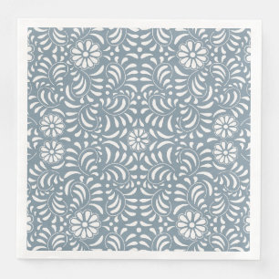 Dusty Blue Talavera Tile Spanska Stil Fiesta Pappersservett