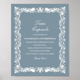 Dusty Blue Talavera Time Capsule Birthday Game Poster