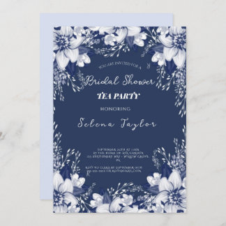 Dusty Blue Tea Party Möhippa Inbjudningar