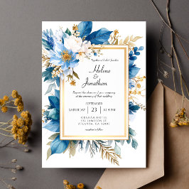 Dusty Blue Terracotta Boho Chic Elegant Wedding Inbjudningar