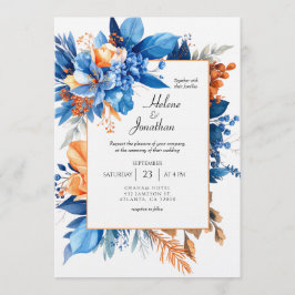 Dusty Blue Terracotta Rust Boho Elegant Wedding Inbjudningar