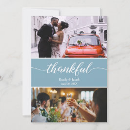 Dusty Blue Thankful Bröllop Foton Tack Kort