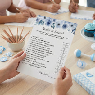 Dusty Blue the Number Challenge Baby Shower Game Reklamblad