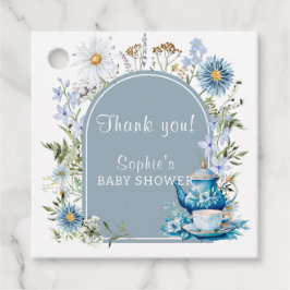 Dusty Blue Time for Tea Boho Garden Baby Shower Gåvor Etiketter