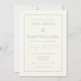 Dusty Blue Timless 5x7 Bröllop Inbjudningar