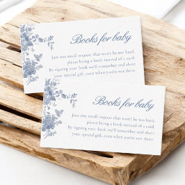 Dusty Blue Toile Blommigt Baby Shower Bokar för Ba Tilläggskort