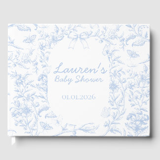 Dusty Blue Toile Boy Shower Gästböcker