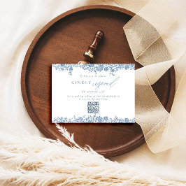 Dusty Blue Toile Ro Elegant QR Bröllop Response