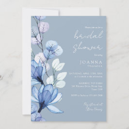 Dusty Blue Transparent Floral Bridal Shower Inbjudningar
