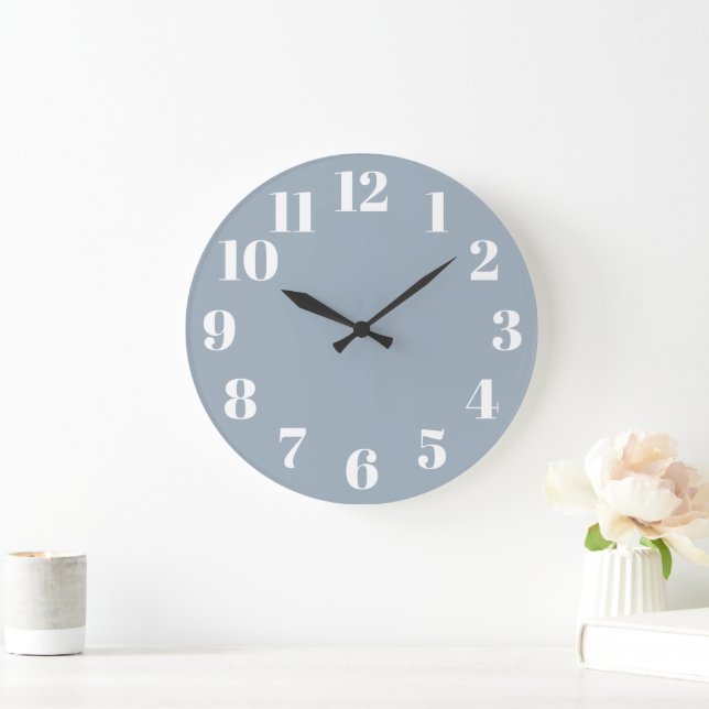 Dusty Blue - Trendig Nummer Stor Klocka (Hem)