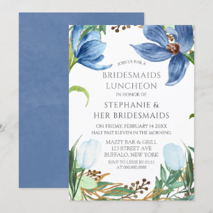 Dusty Blue Tulip Peony Bridesmaids Luncheon Inbjudningar