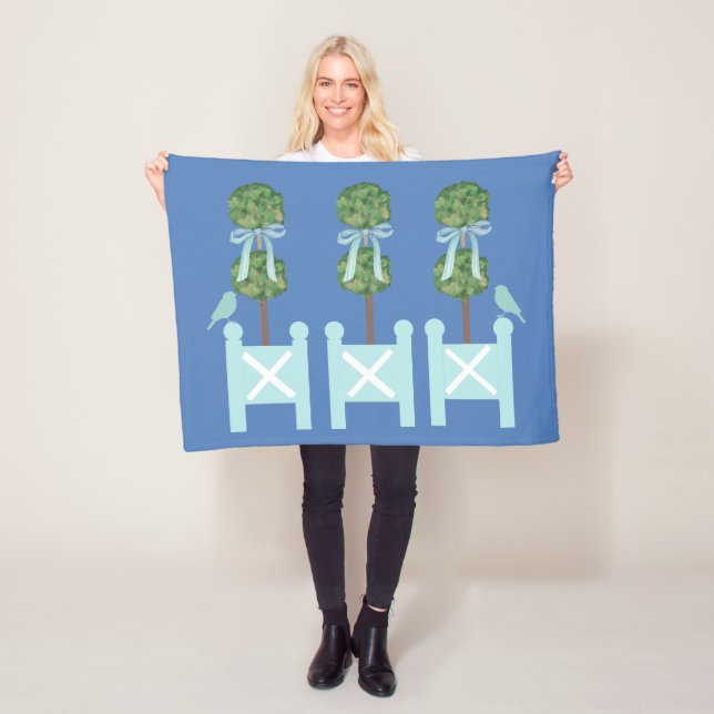 Dusty Blue Turcos Topiary Bird Throw Fleecefilt (På plats)